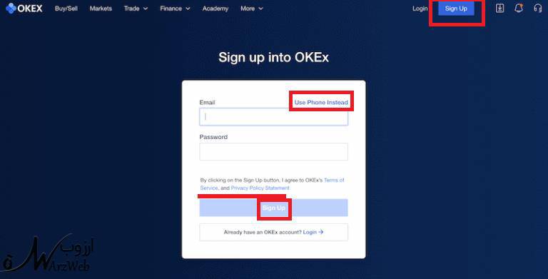 صرافی okex ثبت نام