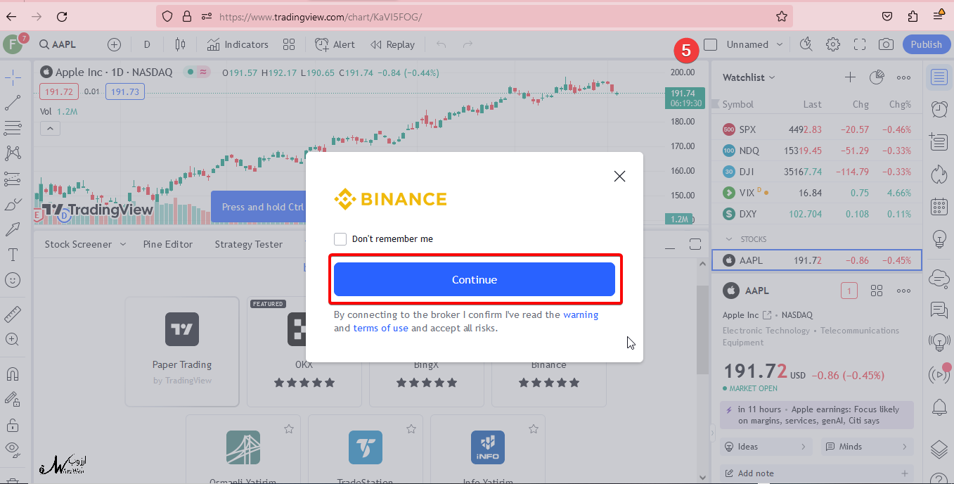 how connect tradingview to binance exchange s5